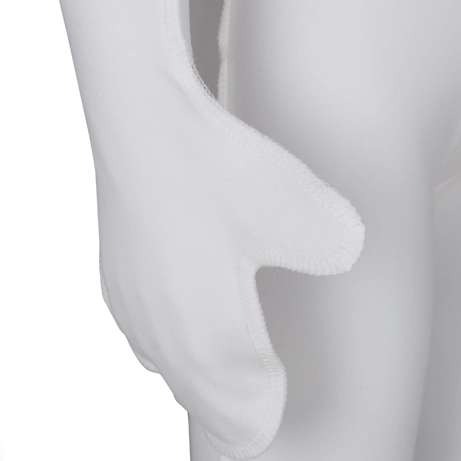 Close up of Skinakin's fully enclosed eczema gloves in white, with flip over eczema mitt detail.